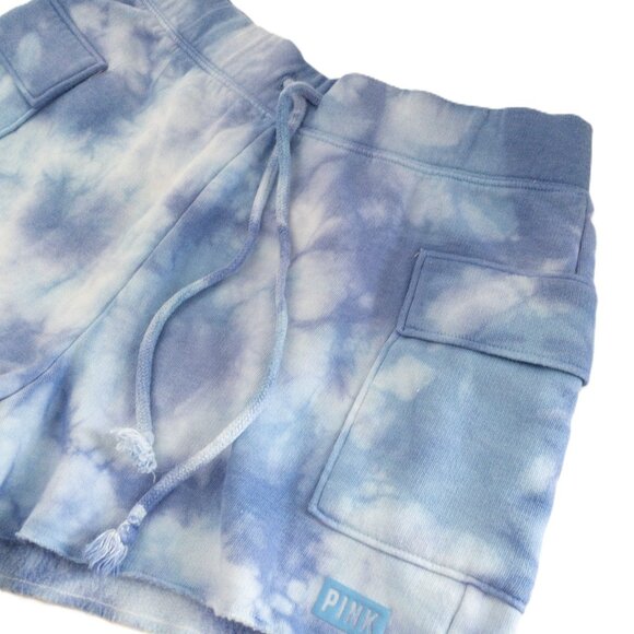 Tie-Dye Blue Shorts With Drawstring Waist & Pockets By Pink Victorias Secret - S - Picture 2 of 6